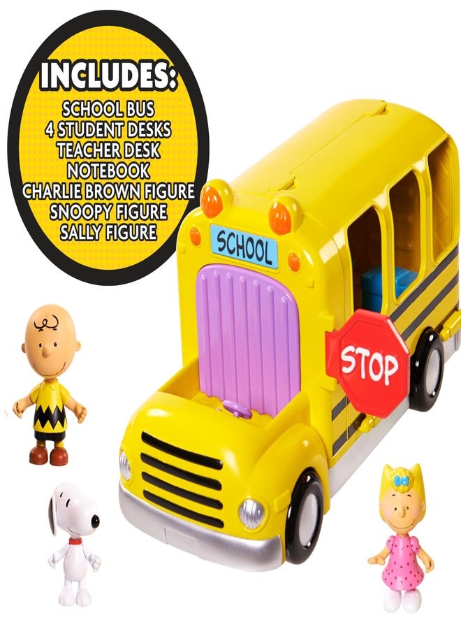 Peanuts Charlie Brown's Interactive School Bus Toy, 11-Pieces, Includes Charlie Brown, Sally, and Snoopy Figures, Toy for Fans, Boys, Girls, Kids, Ages 3 and Up - Image 2